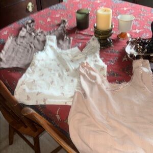 Set of 3 Lace-Trim Tank Tops in Blush, Cream & Taupe